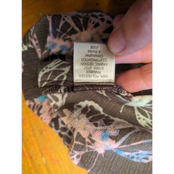 Vintage Y2K Butterfly Dress Size 8 Brown Midi Modest Pastel Christopher & Bank - Picture 8 of 10